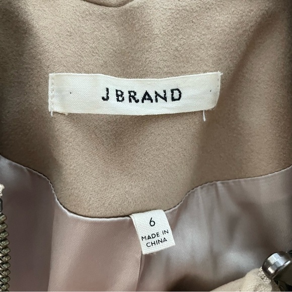 J Brand Asymmetrical Zippered Coat Long Jacket Tan Women’s Size 6 Small - Picture 2 of 9